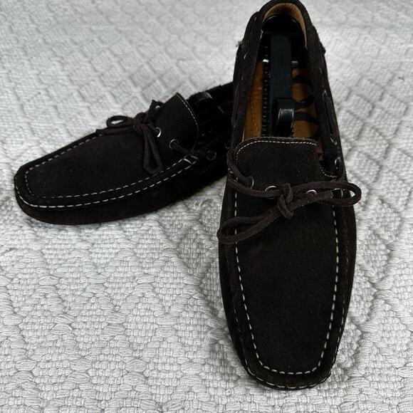 1901 Men’s Brown Suede Driving Loafers Moc Toe Shoes Size 8.5M Made in Brazil - Picture 1 of 8